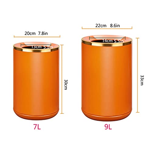 Cubo de Basura Bote de basura de metal naranja con abertura curva de la