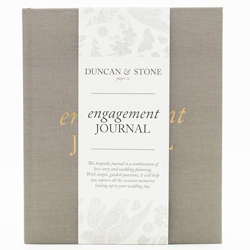 Engagement Journal for Couple - Wedding Journal For Bride To Be w/Prompts, Photos & More - Unique Couples Engagement Scrapbook (Taupe, 69-Pages)