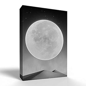 Canvas Wall Art - Black Moon Super Big for Living Room - Modern Home Art Stretched and Framed Ready to Hang - 12x18 inches