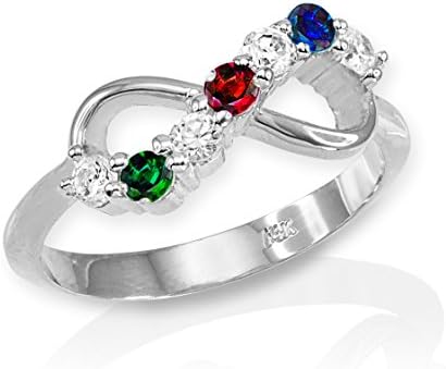 High Polish 925 Sterling Silver Halfway CZ Personalized Mix-and-Match Infinity Ring (Size 6.75)