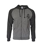 Real Madrid Hoodie lightweight Fz Summer Light Zip up Jacket Grey Adults (Grey, XL)