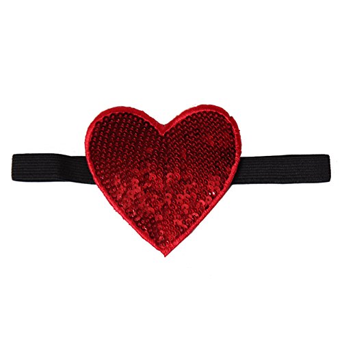 Red Sequin Valentine Heart Elastic Headband