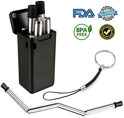 Chlove Collapsible Straws Stainless Steel Reusable Folding Food-Grade Drinking Straws Portable Travel Straw Dispensers with Free Gift Keychain Perfect for Travel Home Office Or Gift