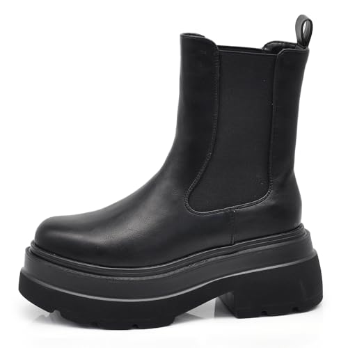 IF FASHION Damen Chelsea-Stiefel Plateau Elastische Einlegesohle XG110, 39 EU