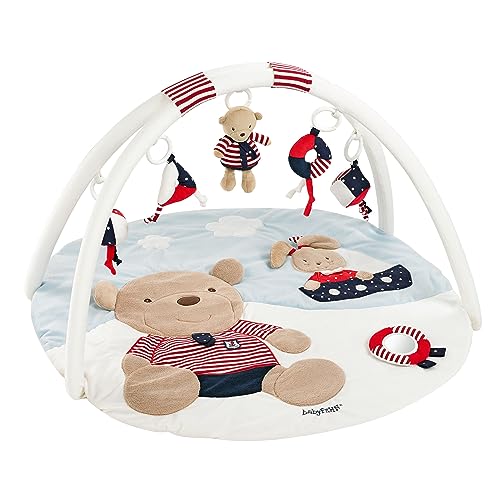 Fehn 078220 Teddy 3-D Activity Mat / Play Arch with 5 Removable Toys for Babies to Play with and Have Fun, from Newborns Upwards – Dimensions : Diameter 85 cm