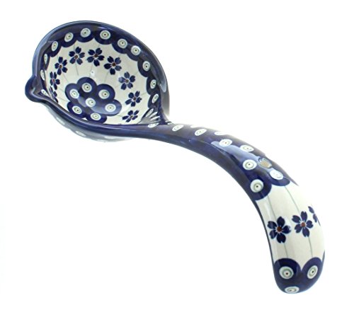 Polish Pottery Flowering Peacock Soup Ladle