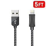 OTISA Lightning Cable 1.5M/5Ft Nylon Braided iPhone Charger Compatible with iPhone 6/6s/6 Plus/6s Plus,iPhone 5/5s,iPhone 7/7 Plus,iOS Devices[Grey]