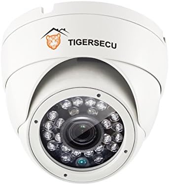 TIGERSECU 1080P Indoor Dome Security Camera with 50 Feet Night Vision, 2.0mp (White), Power supply and coaxial video cable are not included