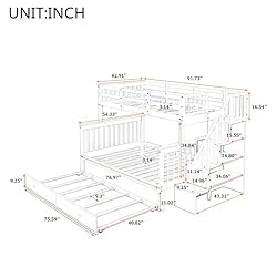 BIADNBZ Twin Over Full Size Bunk Bed with Trundle