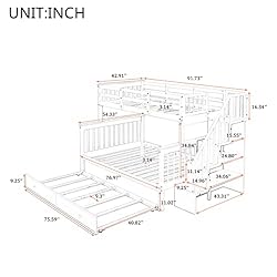 BIADNBZ Twin Over Full Bunk Bed with Trundle and