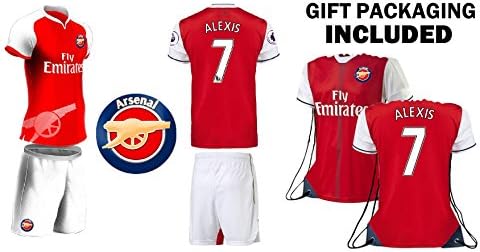 JerzeHero Arsenal Alexis #7 Kids Youth 3 in 1 Soccer Gift Set ✓ Soccer Jersey ✓ Shorts ✓ Drawstring Bag ✓ Home or Away ✓ Short Sleeve or Long Sleeve (YS 6-8 yrs, Home Short Sleeve)