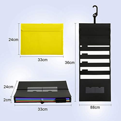 Wall Hanging File Folder Organizer for Teacher Kid Classroom Office Home, UBAYMAX Cascading Wall File Organizer 6 Pockets, Letter Size Foldable Vertical Filing Folders for Assignments, Files, Papers