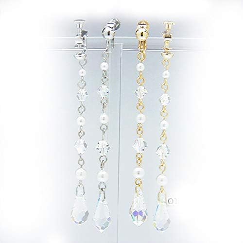 Amazon スワロフスキー パール ティア ドロップ ロング イヤリング クリア オーロラ レディース ロングぶらさがり キラキラ 手作り 日本製 イアリング Swarovski ゴールド ジュエリー 通販