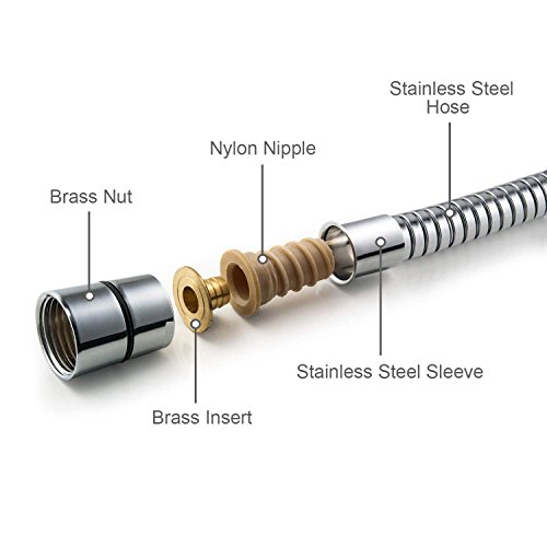 Samodra Shower Hose, 60 Inches Stainless Steel Handheld Shower Hose Replacement Extension 360 Degree Swivel with Solid Brass Connector