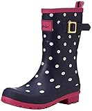 Joules Women's Molly Welly Rain Boot, Navy Spot White, 7 M US