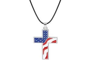 AULPEE USA Flag Cross Pendant for Rearview Mirror - Patriotic Car Accessories & Necklace for Men and Women(Cross)