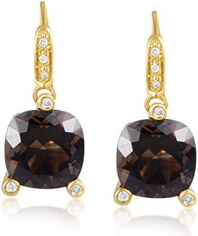 "Girls" 18K Yellow Gold Diamond &amp; Smoky Quartz Earrings