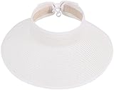 Simplicity Women's Summer Foldable Straw Sun Visor w/ Cute Bowtie, 283_White