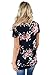 AlvaQ Women Summer Sexy Tunic Floral Short Sleeve Blouses and Shirt Casual Top Plus Size XL Black