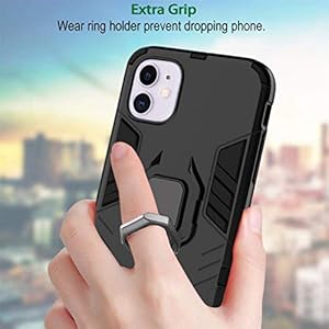 HAOYE Cover per Oppo A5 2020 + 2 Vetro Temperato, Armor Custodia con 360 Gradi Girevole Anello e Supporto Magnetico Auto… - immagine 7