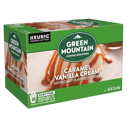 GREEN MOUNTAIN COFFEE ROASTERS CARAMEL VANILLA CREAM, KEURIG SINGLE SERVE K-CUP PODS, LIGHT ROAST COFFEE, 12 COUNT