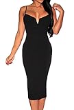 Zkess Women's Sleeveless / Long Sleeve Plunging V Neck Cocktail Bodycon Dress