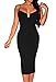 ZKESS Women's Sleeveless Plunging V Neck Cocktail Bodycon Dress One Size Black