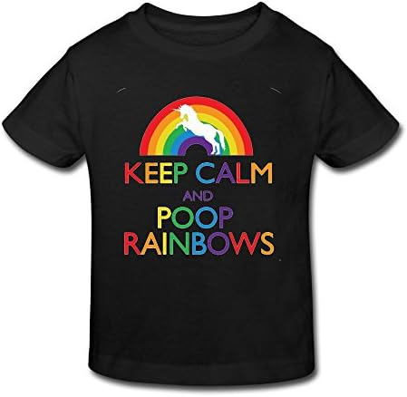 Yuying Keep Calm And Poop Rainbows Girls&amp;Boys T-shirts For 2-6 Years Old 4 Toddler Black