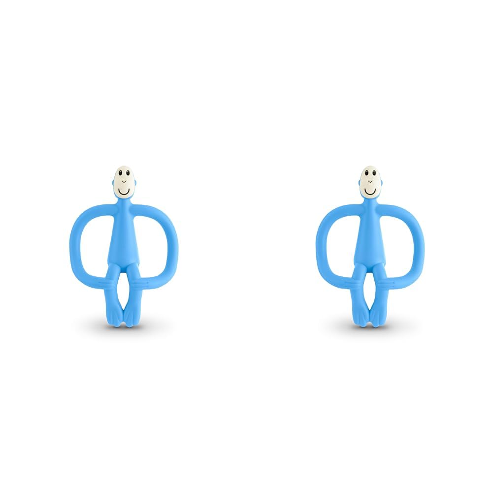 Matchstick Monkey, Original Teether & Gel Applicator, Silicone, Easy to Grip, BPA Free, 3 Months Old+, 10.5 cm, Light Blue Monkey (Pack of 2) — image 1