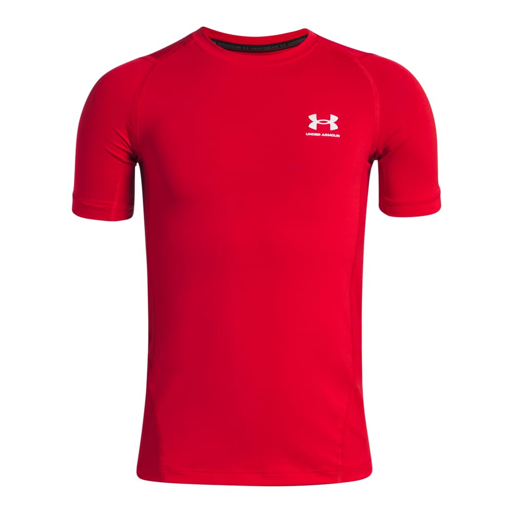 Under Armour Boys' HeatGear Armour Short-Sleeve T-Shirt, (601) Red / / White, Small Image