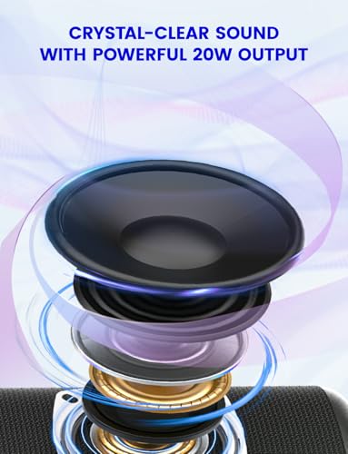 UOHHBOE Portable Bluetooth Speaker with 20W Loud Stereo Sound, BT5.4 Mini Super-Portable Speaker with 3 Modes RGB Lights, 24H Playtime, TWS Pairing, Outdoor Speaker for Party/Beach/Travel/Gifts