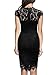 Miusol Women's Retro Floral Lace Slim Evening Cocktail Mini Dress (Large, Black)