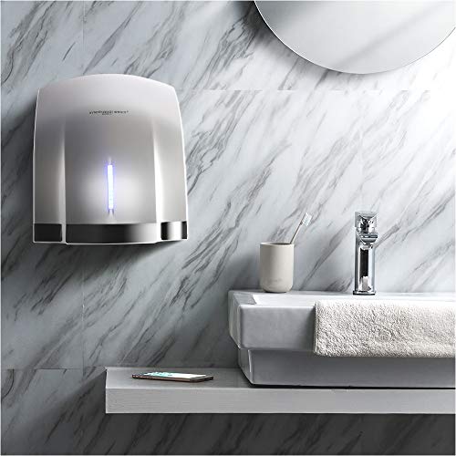 interhasa! Commercial Hand Dryer, 1800W High Speed Automatic Electric Hand Dryer for Bathrooms Commercial (Silver)
