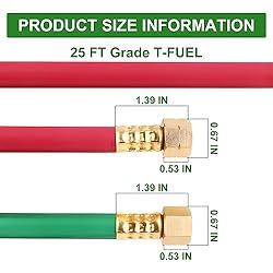 TAISHER 1/4" x 25FT Oxygen Acetylene Twin Hose With