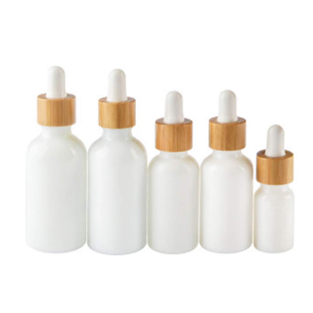 ConStore 2Pcs Porcelain Essential Oil Bottle with Glass Eye Droppers Vials Sample Vial with Bamboo Dropper Cap Empty Aromatherapy Lotion Perfume Bottles Refillable Cosmetic Container Vials Jars (30ml) : Beauty