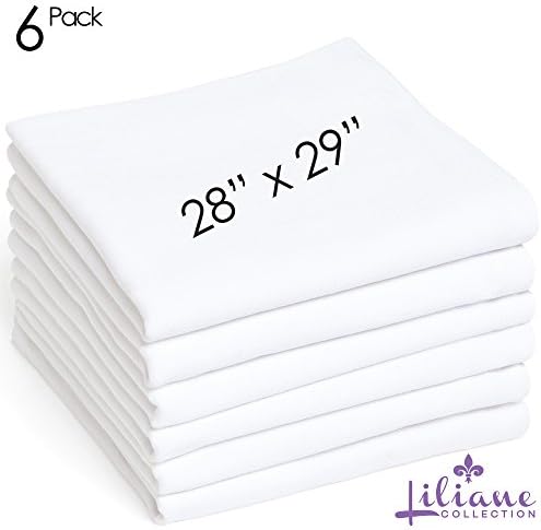 6 Flour Sack Towels - 28x29 - Chef Quality, Low Lint - 100% Cotton - 31 Oz/Dz - Old Fashioned Exceptional Absorption - Dish Towels for Professional Cooks and Restaurants - Embroidery Projects