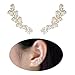 Ear Crawler Earrings Climbers Leaf Feather Angel Wing Ear Cuff Pin Vine Wrap CZ Crystal Rhinestone Studs Rose gold