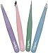 4-Piece Professional Tweezers Set with Case | Stainless Steel | Best Precision for Eyebrow, Splinter & Ingrown Hair Removal | Includes: Slant, Straight, Point & Point/Slant