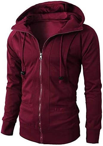 HOMEBABY Hoodies Jacket for Men Autumn Fashion Long Sleeve Zipper Pockets Hooded Sweatshirt Long Sleeve Sportswear Workout Fitness Yoga Tops Pullover Jumper