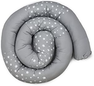 Heny Deutch Long Bumper Snake, 86” Crib Bumper, Cot Pillow | Unisex Multipurpose for Mother and Child (Gray)