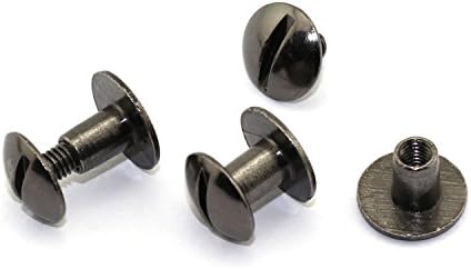 200 PACK Chicago Screws Leather Accessories Nail Rivet Chicago Button For DIY Leather Decoration Round Head Stud Screw BLACK