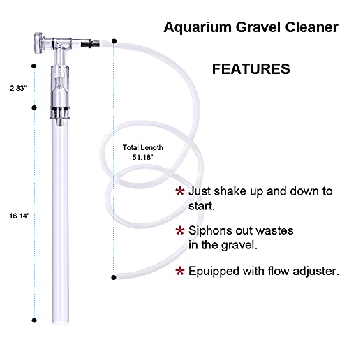 Fish Tank Cleaner Aquarium Siphon Vacuum Gravel - Aquarium Cleaning Tools Kit Algae Scraper Brush and Water Changer with Adjustable Water Flow Controller, Sand Cleaning