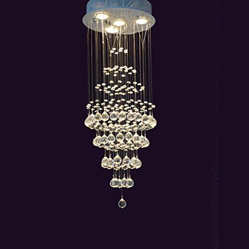 Modern Quality Crystal Raindrop Effect Chandelier Lighting Flush Mount Ceiling Light Fixture Pendant Lamp Bedroom Dining Room Bathroom Diameter 30 x Height 75 cm GU10 LED Bulbs Required
