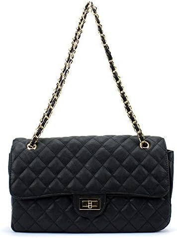 Newbee Fashion® - Designer Inspired Small Quilted Design Fashionista Flap Chain Shoulder HandBag
