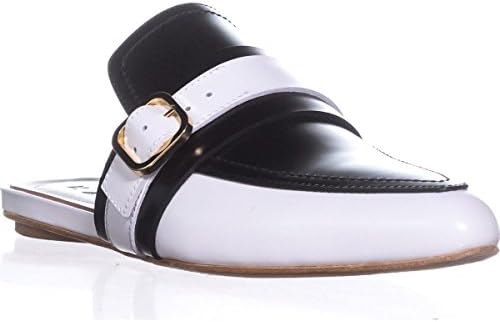 Marni Sabot Pointed-Toe Slide Loafers, Stone White/Black, 6 US/36 EU
