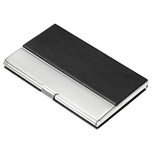 PATIKIL 3.7 x 2.4 x 0.3 Inch Business Card Holder, PU Leather Flip Slim Name Cards Protector Case for Women Men, Black