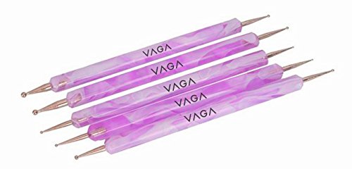 Amazing Value Highest Quality Professional Nail Art Accessories Set Kit With 5 Purple Double Ended Dotting / Marbling Tools / Dotters, 7 Purple Brushes / Stripers / Liners, Wheels of 1200 Silver Rhinestones Decorations And of 2400 Crystals / Gemstones Dec