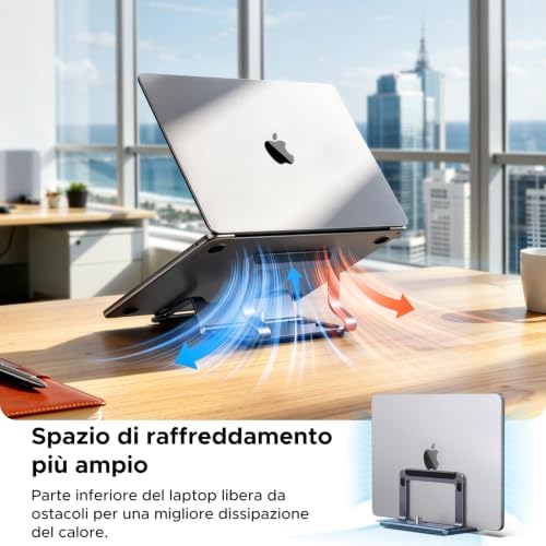 Supporto Verticale Orizzontale 2 in 1 per Laptop Grigio