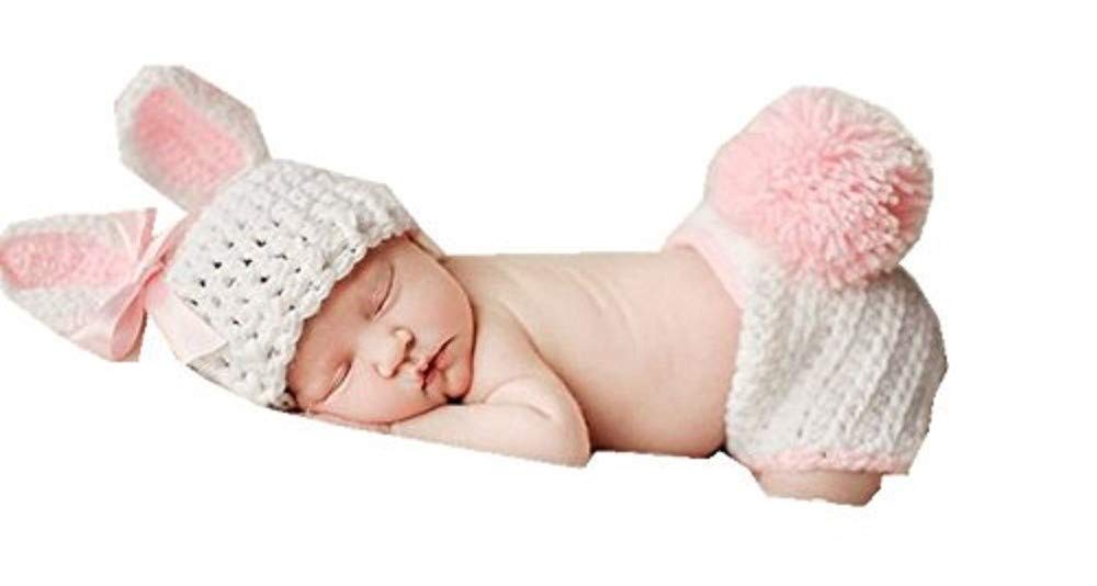 Pink Rabbit, Newborn Baby Girl/Boy Crochet Knit Costume Photo Photography Prop Hats Outfits