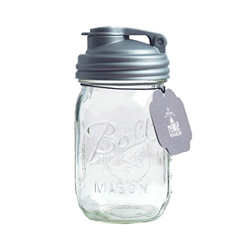 reCAP PJ16-R-SLVR1 Mason Pour Lid & Pint Jar, Pint, Regular Mouth, Clear/Silver